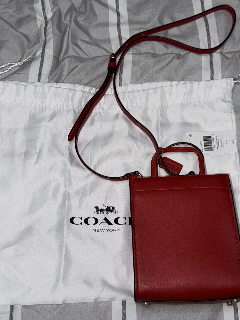Coach Red Leather Mini Crossbody Tote